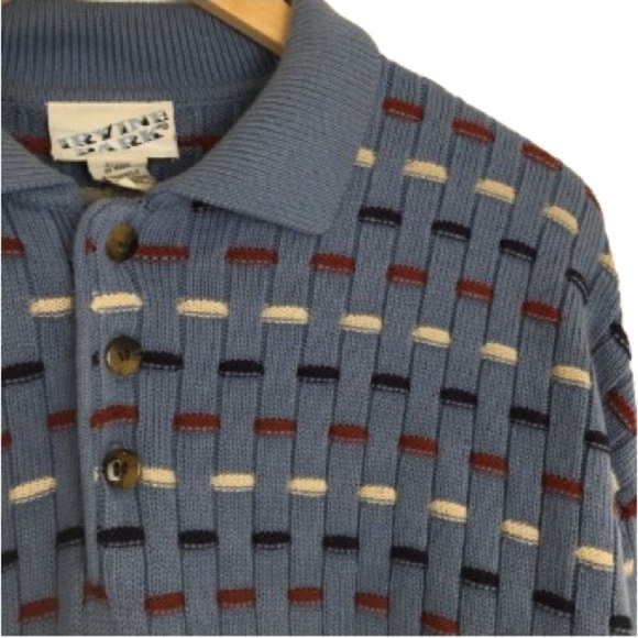 Vintage Irvine Park Men’s 3D Knit Grandpa Sweater Blue Red Cream Size M Retro - Picture 6 of 10